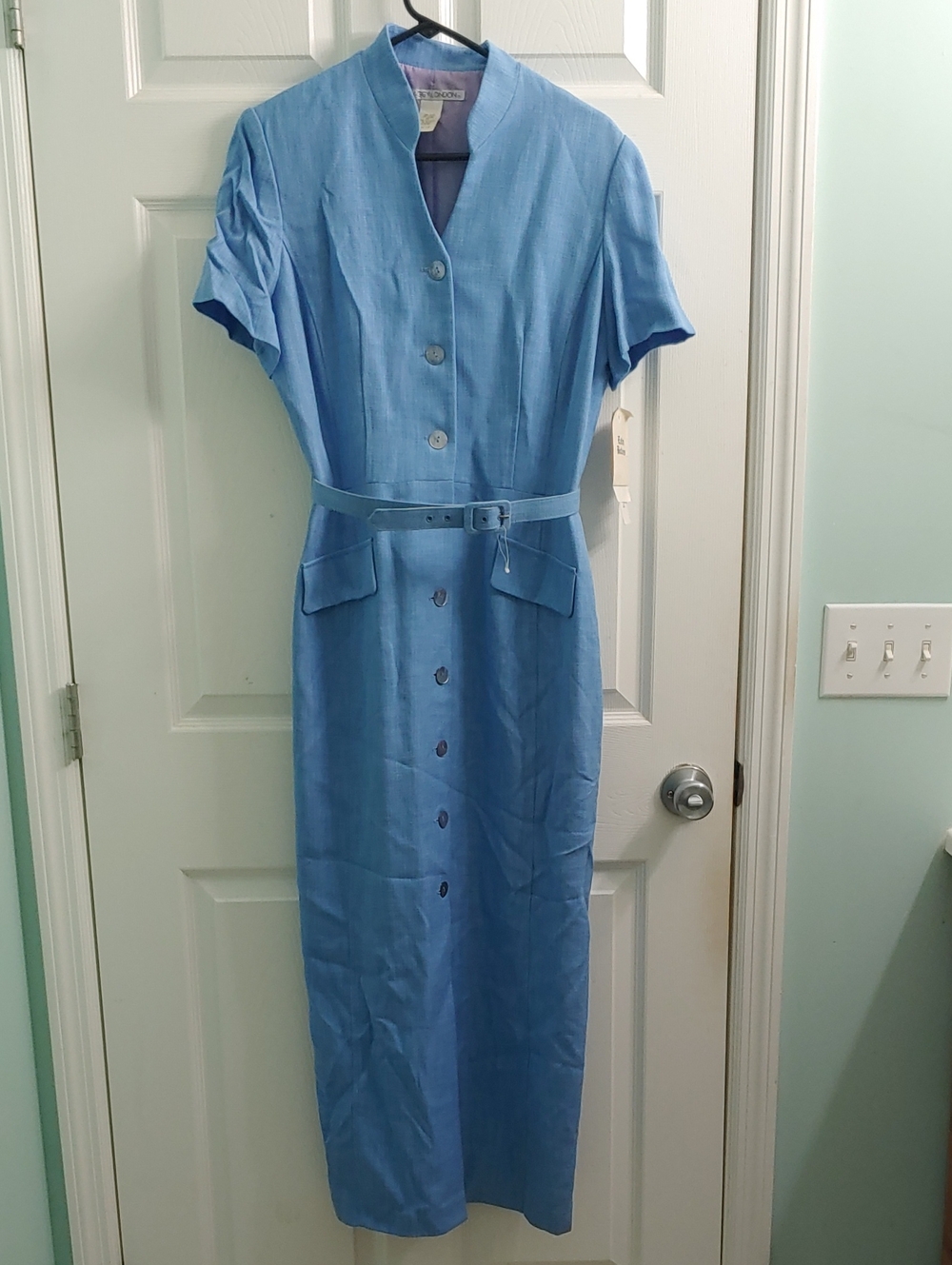 Vintage Maggy London Dress NWT Women's 10 French Blue Button Front Maxi